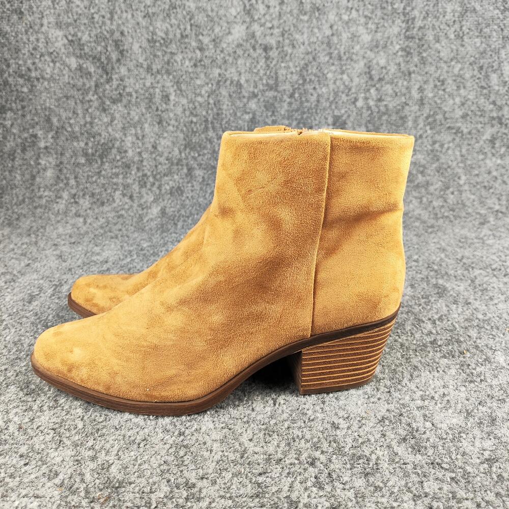 BP Walls Boots Womens Size 8 Brown Faux Suede Ankle Zip Block Heel Booties